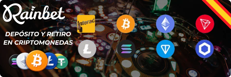 Rainbet Depósito y retiro en criptomonedas.